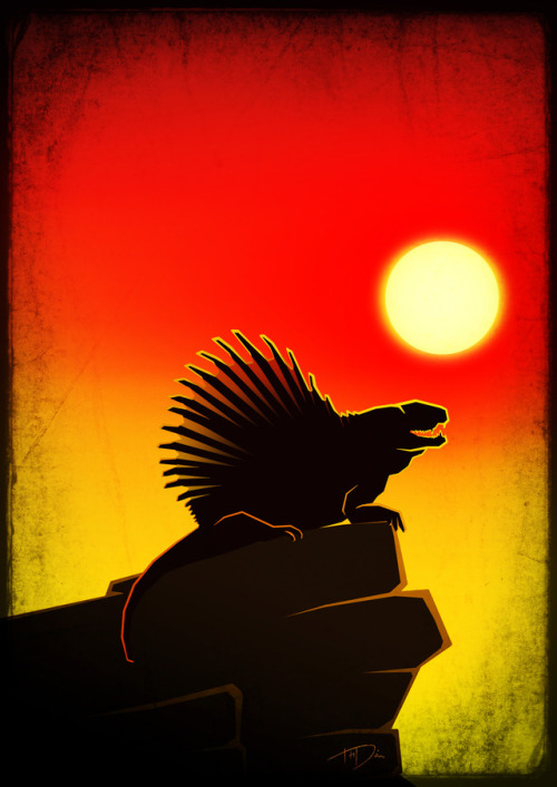 It’s Dimetrodon! I can’t make up my mind whether this is supposed to be a sunset or a sunrise so let