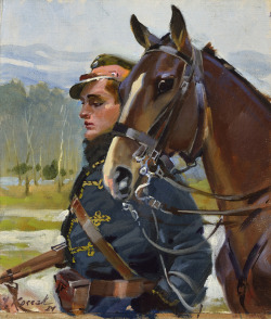 merlge:  Jerzy Kossak. Hussar with a horse,