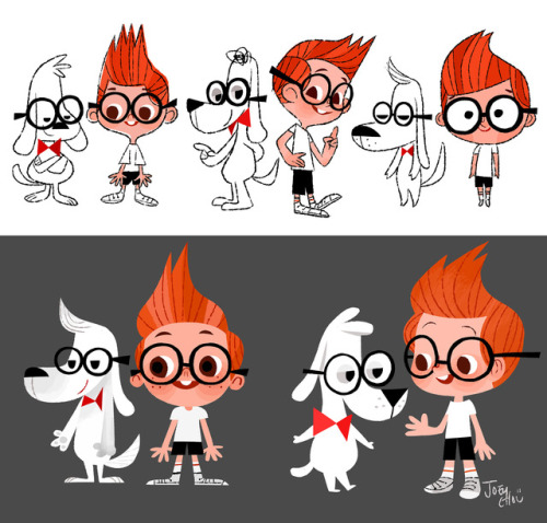 joeyart:Early character explorations I did for The Mr. Peabody & Sherman Show 