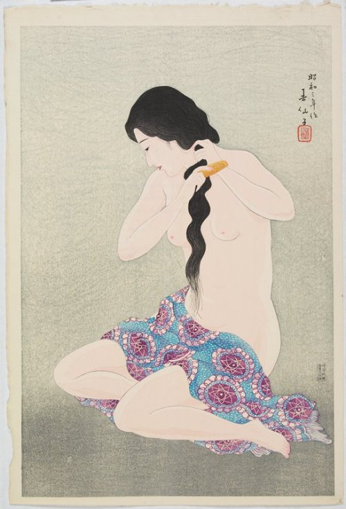 mia-japanese-korean: Combing Hair, Natori Shunsen, 1928, Minneapolis Institute of Art: Japanese and 