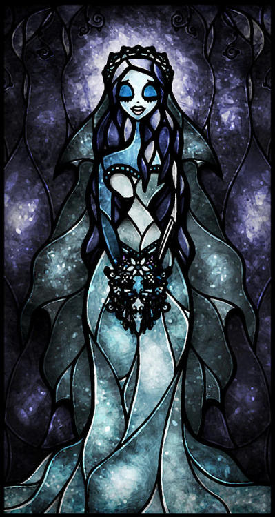 faceyourshut:  shalt-sleep-no-more:  Burton’s Corpse Bride stained glass art.   Want