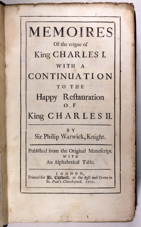 Memoires of King Charles Iprinted in London 1701 - contemporary paneled leather binding