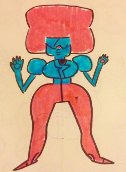 Hello! I don’t think this has been done yet, so I did it I drew a pic of garnet and highlighted which physical characteristic came from Ruby and Sapphire. Red for Ruby, Blue for Sapphire.Hope you find this cool!    ahh, that’s very awesome! Thank