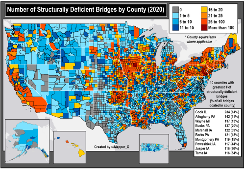 mapsontheweb:  Number of structurally deficient