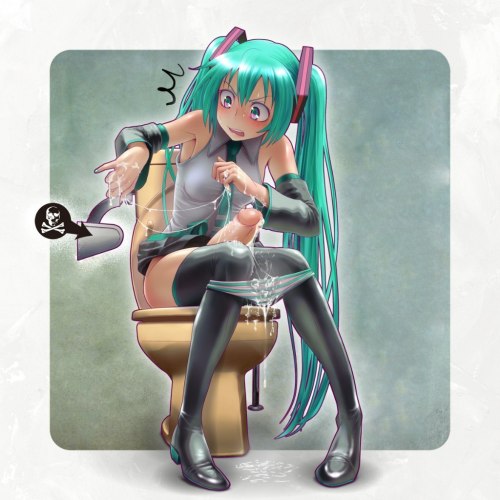 Miku is in trouble and needs someone to help clean her cock, any takers?  ;)