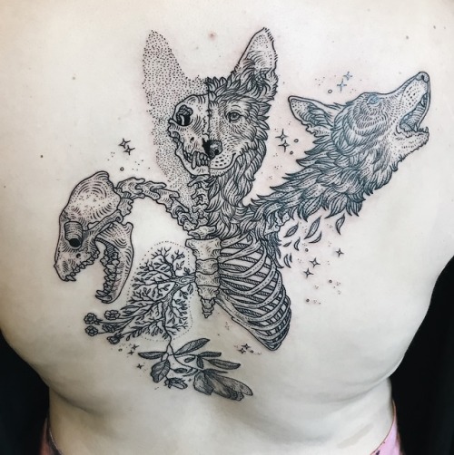 Cerberus in three states of decay with blooming lungs by Pony Reinhardt at Tenderfoot Studio in Broo