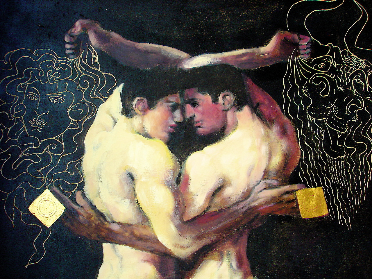 artfreyparis:  enchantemoimerlin: Stathis Palladino  Theseus and Perseus   Tempera