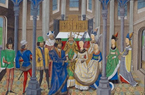 Marriage John I of Portugal and Philippa of Lancaster from Chronique d’ Angleterre by Jean de 