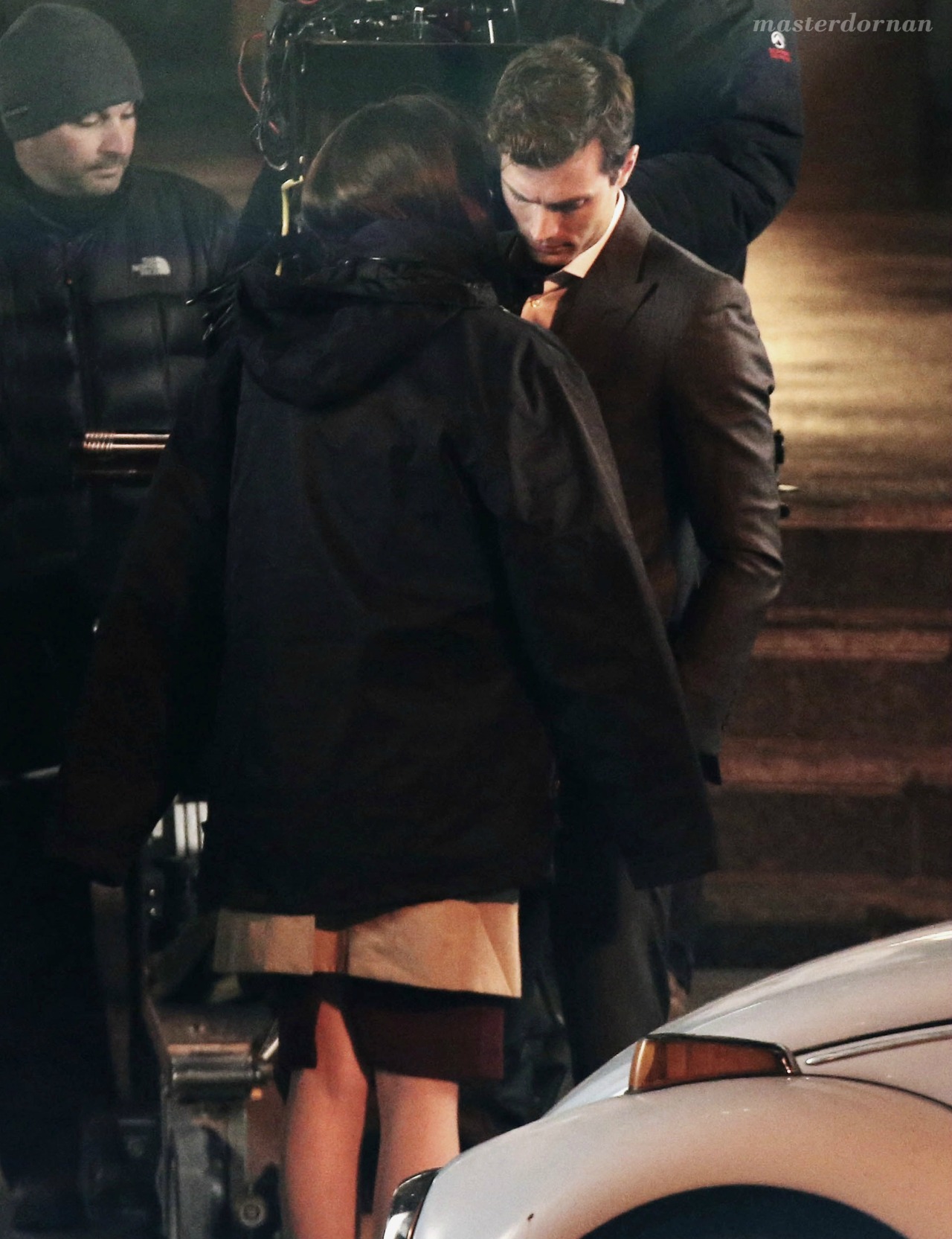 masterdornan-deactivated2014091:  Jamie and Dakota on set, Vancouver, December 8th,