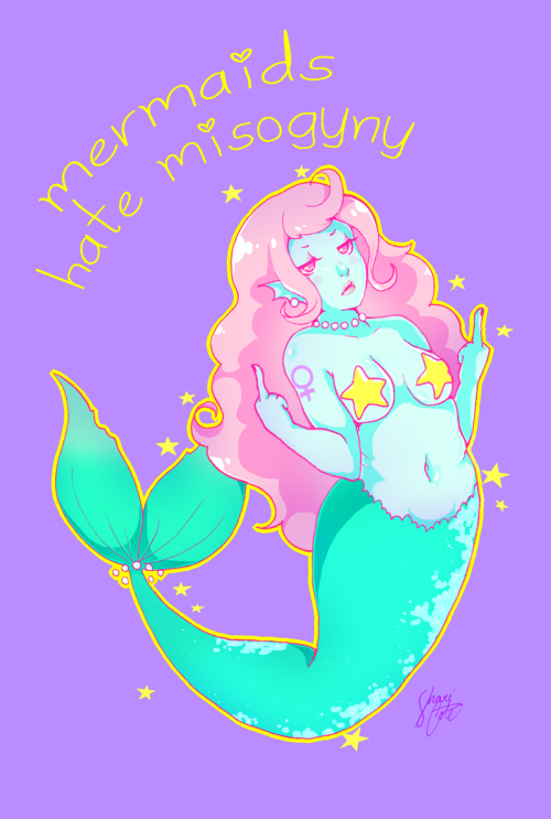 kiss-my-pantsu:  my eyes are bleeding from staring at these colors aghbut yea sassy mermaids B) 