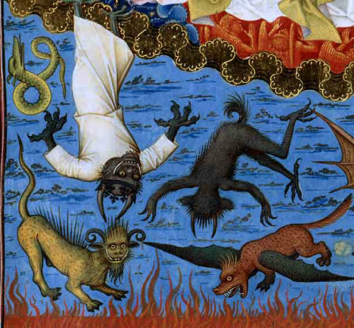 demonagerie:Bibliothèque nationale de France, Français 308, detail of f. 13 (falling angels). Vincen