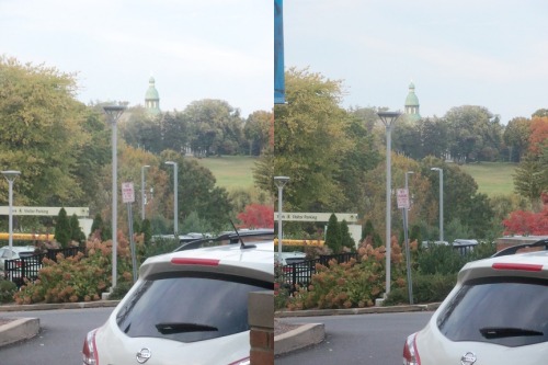 View from the parking lot Cross your eyes a little to see these photos in full 3D. (How to view ster