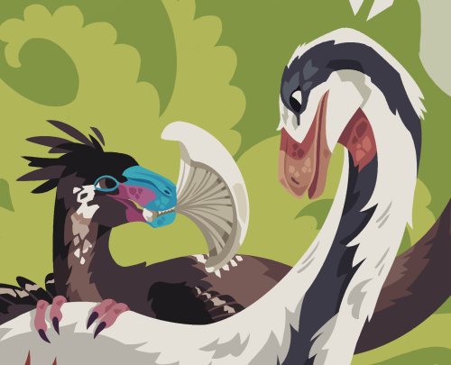 Struthiomimus and Deinonychus, because I’ve been playing a lot of Path of Titans recently ^^ twitter