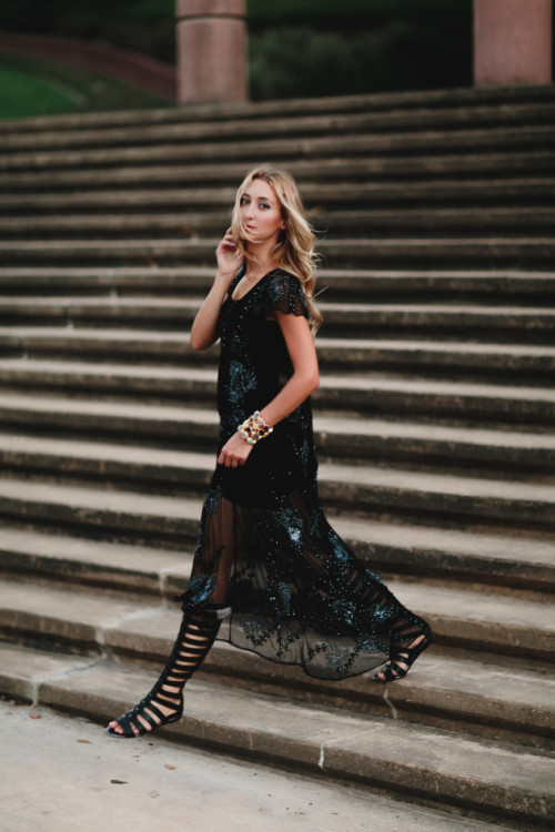 Sandals: Gladiator Sandal • Stuart Weitzman • $425  | Dress [similar]: Pennies From H