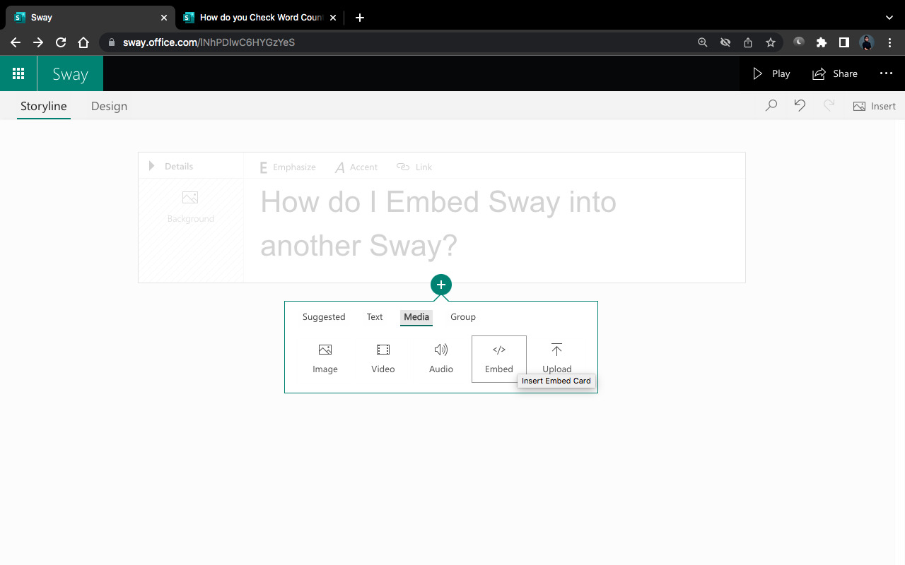 How do I Embed Sway into another Sway?