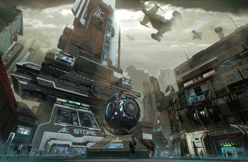 Star citizen: Arccorp Hub view - by Nicolas FerrandMore art for Star Citizen on my tumblr [here