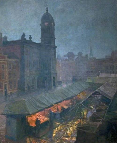 Fish Market, Derby    -     Ernest Townsend , c.1929.British,  1885-1944oil on canvas , 76 x 63 cm