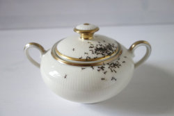 sciencefangirl:   Vintage porcelain hand-painted with ants by LAPHILIE   That would be such a cruel prank to play on someone. 