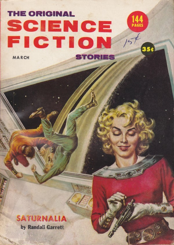 Cover of Science Fiction Stories illustrated by Ed Emswhiller, 1957.  This should
