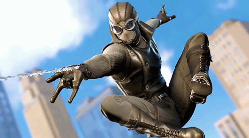 halfwayriight:Favorite Marvel’s Spider-Man Suits (1/11): Noir↳ Sound of Silence: Enemies no longer c