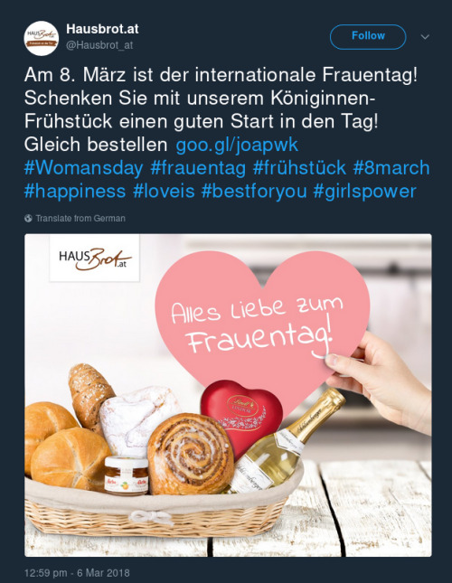 Auch die Bäckereien springen gerne auf den Werbungs-Zug auf. Wer braucht gleiche Rechte für alle, we