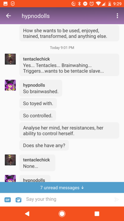 binarybimbodoll: tentaclechick: Chat with @hypnodolls part 4 Hope this is entertaining as I thought