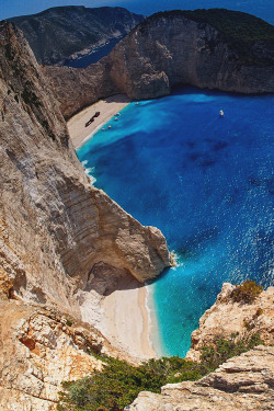 italian-luxury:  Zakynthos, Navagio | Landscape | Source Located in Greece, this beach is only accessible by boat. Often it is called Shipwreck Beach.