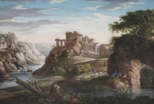 Italianate Pastoral Landscape with Capriccio Ruins, Hendrik Frans van Lint (1684-1763)