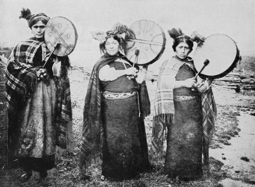 Mapuche medicine women with the symbols of their profession, Chile, 1908