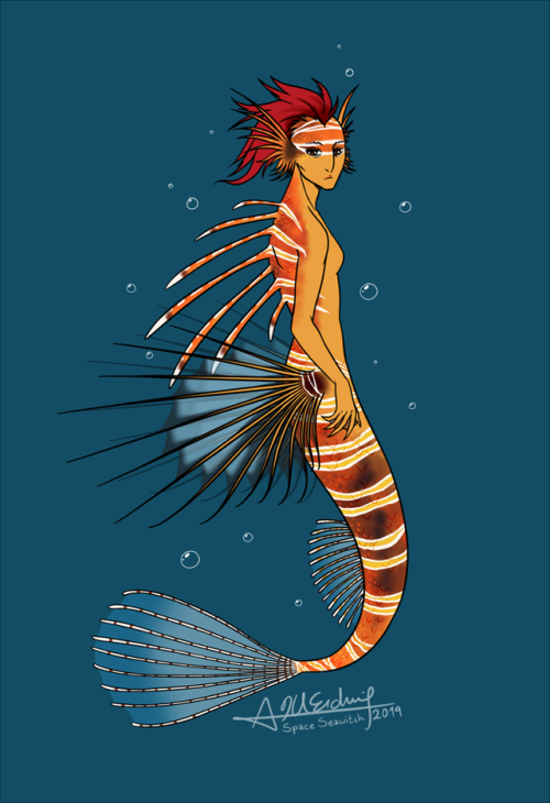 danaueda:A Punky Lionfish Mermaid for Mermay I intended to finish much earlier…I had to fight