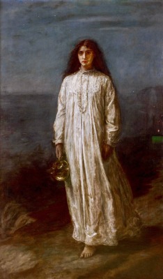 historyofartdaily:John Everett Millais (1829–1896), The Somnambulist, 1871, oil on canvas, Delaware Art Museum