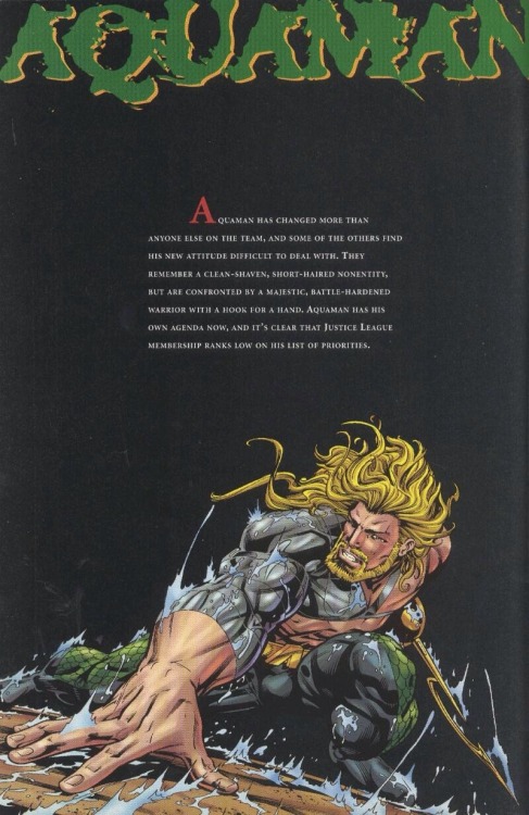 ungoliantschilde:  the Seven Core members of the JLA’s Character Bios, with artwork by Howard Porter and John Dell.