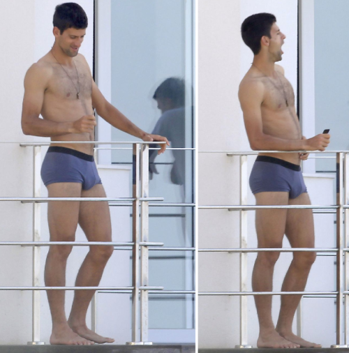 famousmaleexposed:  Novak Djokovic bulging in undies!Follow me for more Naked Male Celebs!http://famousmaleexposed.tumblr.com/