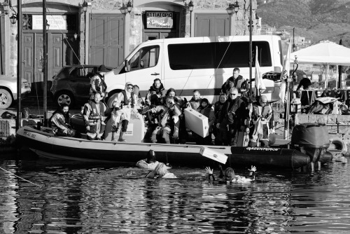 HANDOVER07.02.2016  harbor of molyvos, lesbos/greece. greenpeace is with 2 rescue boats on the 