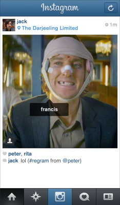 npr:  buzzfeed:  If Wes Anderson characters had Instagram.  I absolutely love this and I think you will too. Happy Friday! -L