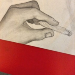 I got bored in class so I drew this #hand #art #pencil #joint #420 #weed #drawing