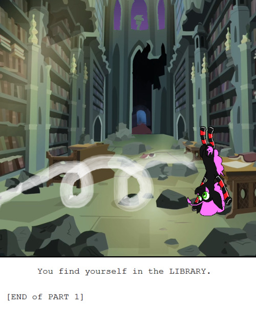 darkfiretaimatsu:  Forget that! Caution is for silly folks! You’ve made a life of living by reckless abandon, and you leap through the DOOR with out a care in the world~  You find yourself in the LIBRARY. [END of PART 1]  —- ((Here’s a good cutoff