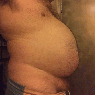pigblimping:Softening and swelling up. Fatboy is getting so beautifully blubbery.
