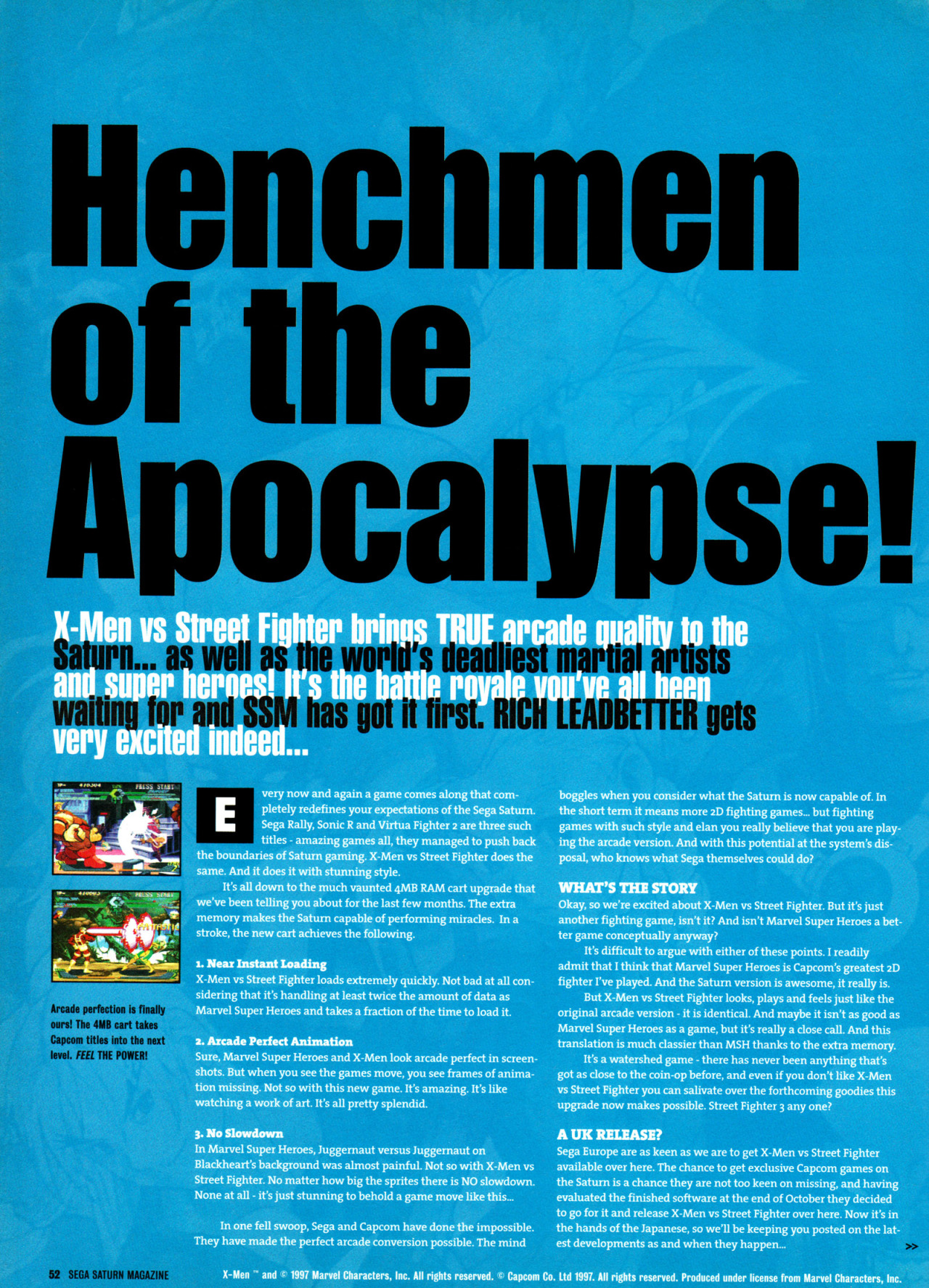 oldgamemags:  Sega Saturn Magazine #27, Jan 1998 – A look at X-Men Vs Street FIghter