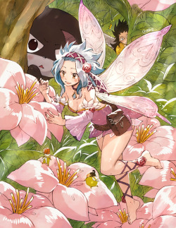 rboz:  Fairy 👑 Princess Levy It was love at first sight for prince Gajeel ♥ lol. Yes, he’s a prince. Oh and Lily has the size of a normal cat but can transform into a small tiny fairy too. Jet and Droy are Levy’s servants that don’t really