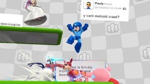 yuki-menoko:  puniper:  imagine playing in the miiverse stage and seeing “damn luigi is hot” floating in the background   