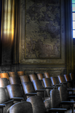 :  Abandoned school auditorium. 