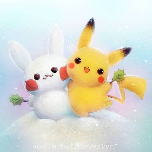 heathersketcheroos: While in Japan this month I saw this cute little snowman pika mascot in the Poke