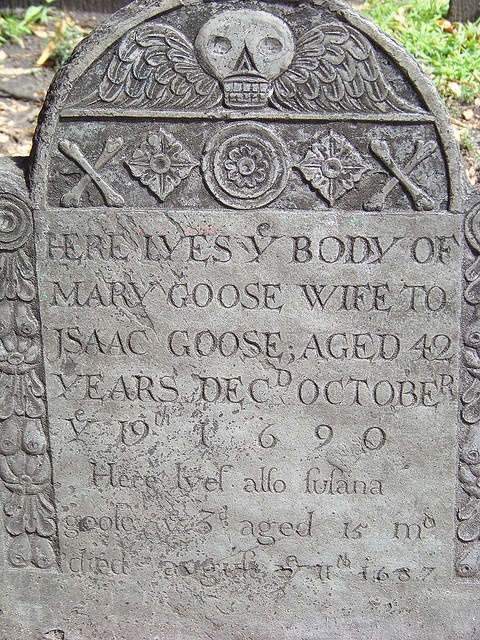 Sex Mother Goose headstone in the Granary Cemetery pictures