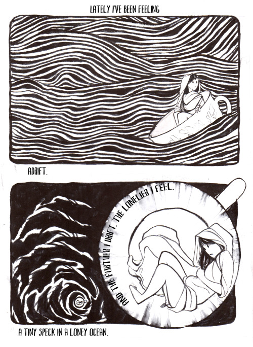 anxietiescomics: Adrift - May 2015 Art and Words by Cait Zellers
