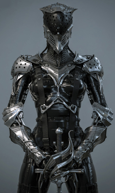 cyberclays:   A non-historical fencer  - by  Vitaly Bulgarov“Just having some fun mixing together medieval elements I designed for www.armorhead.store and sci-fi elements I did for my Ultraborg KitBash set.” 