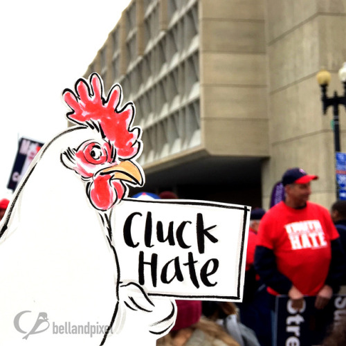 My miniature birb marchers from the Women’s March on Washington DC. Bird made with bristol board, in