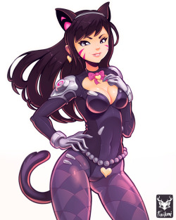 foxilumi:  Black Cat D.Va. Tried to adjust it to be more like D.Vas original costume. Since gothic dress doesn’t sound to me like the most ideal costume to wear inside a mech. But what do I know. I don’t even have a mech. :P