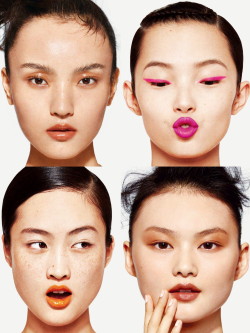 frackoviak:Faces of Beauty | Luping Wang, Xiao Wen Ju, Jing Wen and He CongPhotographed by Yu Cong | Elle China January 2017