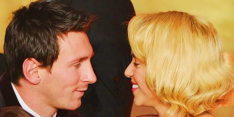 cuccittini:  Lionel Messi is congratulated by  Shakira after receiving for the third